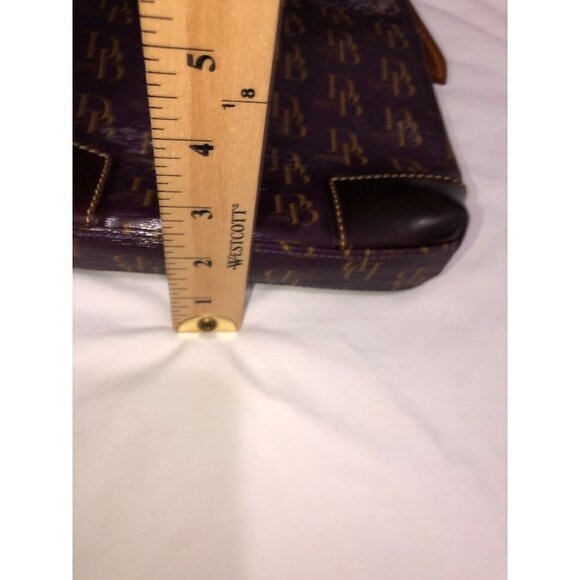 Dooney & Bourke Crossbody Bag Plum Gold DB 1975 Brown Leather Trim Adjustable - Picture 14 of 14